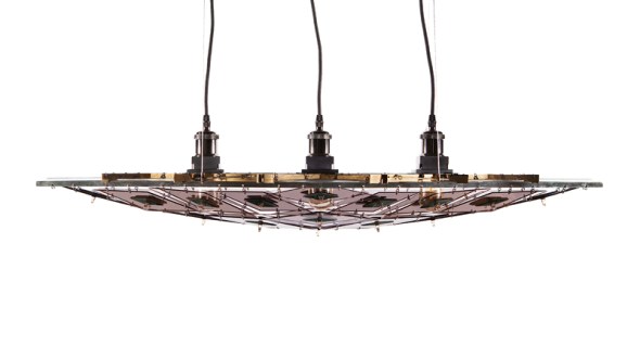 chandelier 100 x 40 x 32 cm copper, stainless steel, resin, Plexiglas, cut crystals