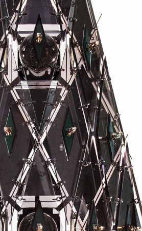 chandelier 100 x 40 x 32 cm copper, stainless steel, resin, Plexiglas, cut crystals